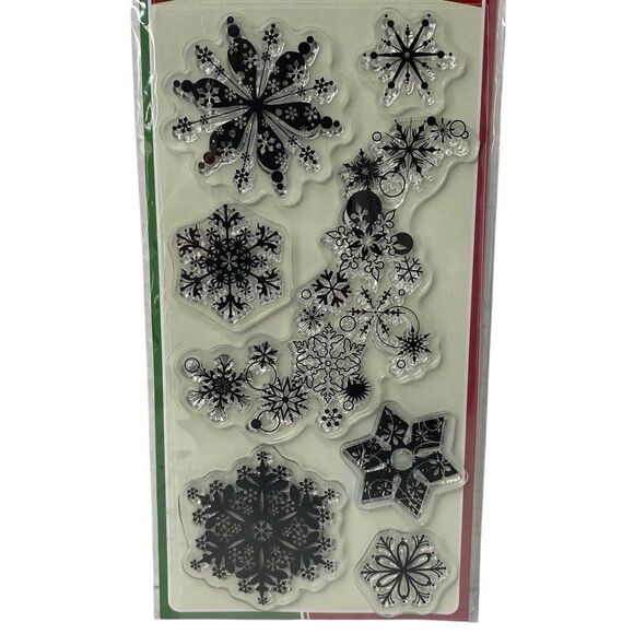 Inkadinkado Poly Clear Stamps Set of 7 Snowflakes Winter Christmas Holiday - Picture 2 of 5